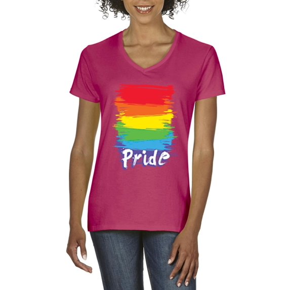 IWPF - Women's T-Shirt V-Neck Short Sleeve - Rainbow Pride