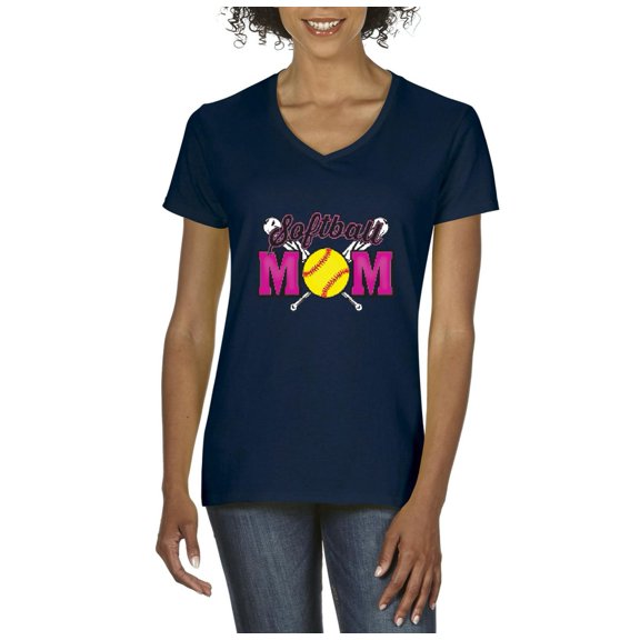 IWPF - Women's T-Shirt V-Neck Short Sleeve - Softball Mom