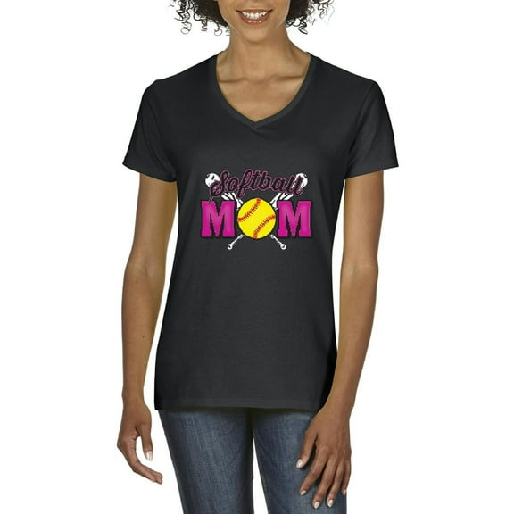 IWPF - Women's T-Shirt V-Neck Short Sleeve - Softball Mom