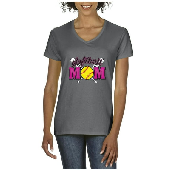 IWPF - Women's T-Shirt V-Neck Short Sleeve - Softball Mom