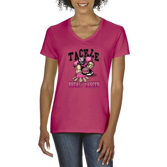 IWPF - Women's T-Shirt V-Neck Short Sleeve - Tackle Breast Cancer