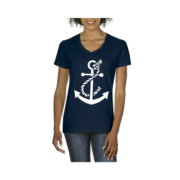 IWPF - Women's T-Shirt V-Neck Short Sleeve - White Anchor