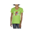 thumbnail image 1 of IWPF - Women's T-Shirt V-Neck Short Sleeve, up to Women Size 3XL - Jolly Roger Skull & Crossbones, 1 of 5
