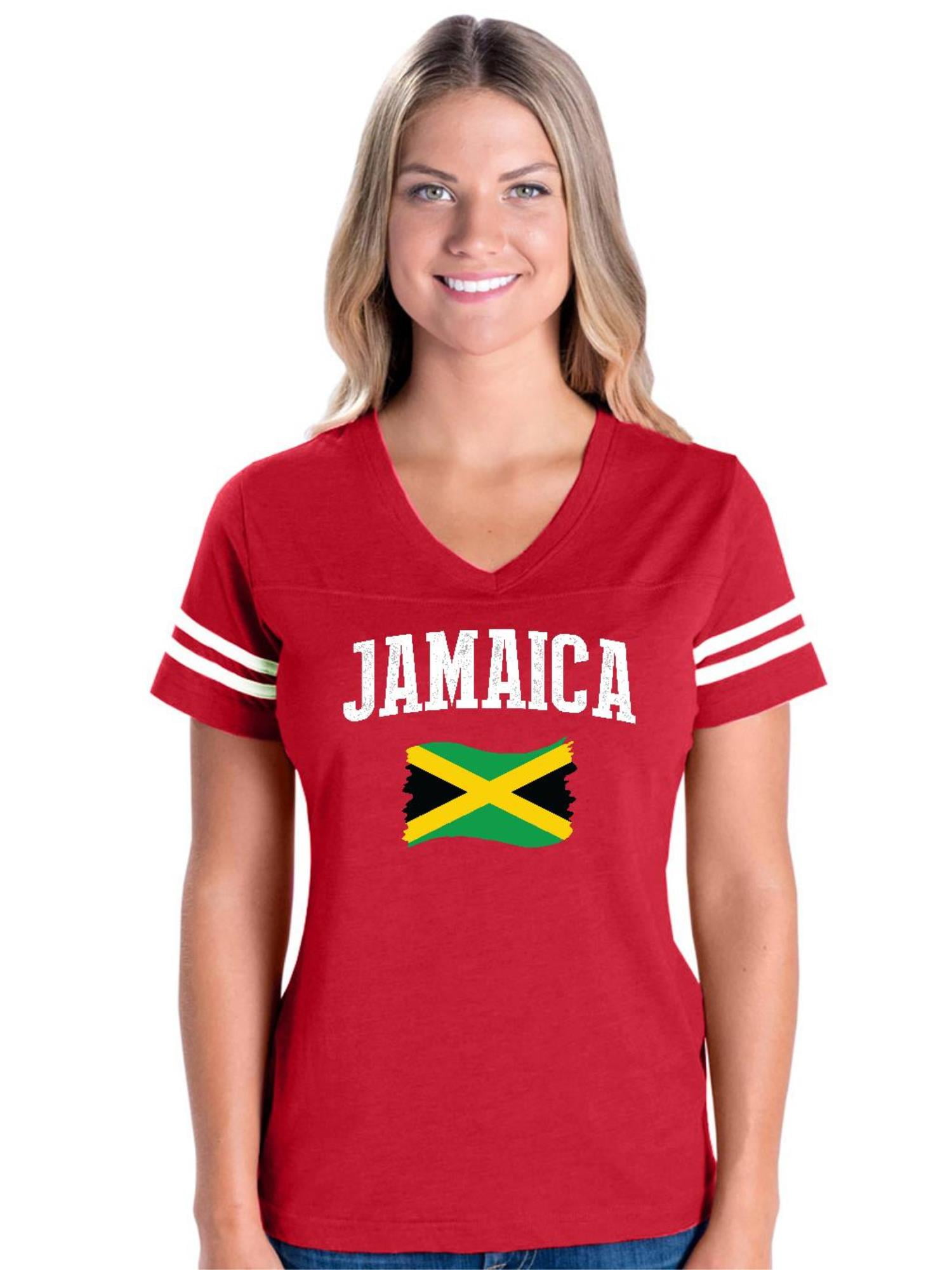IWPF - Womens Football Fine Jersey T-shirts - Jamaica Flag