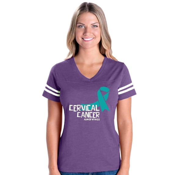 IWPF - Womens Football Fine Jersey T-shirts, up to Size 3XL - Cervical Cancer