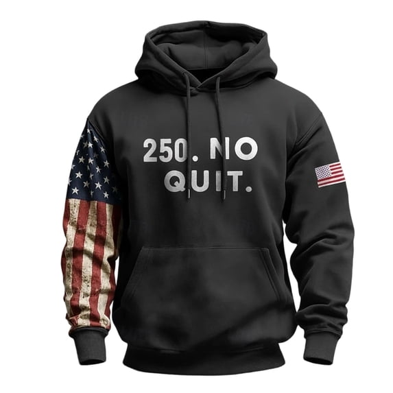 IWRICH 250 Anniversary USA Hoodies for Men Independence Day USA Flag Sweatshirt Long Sleeve Loose Fit Pullover Tops with Pocket 03-Black XL