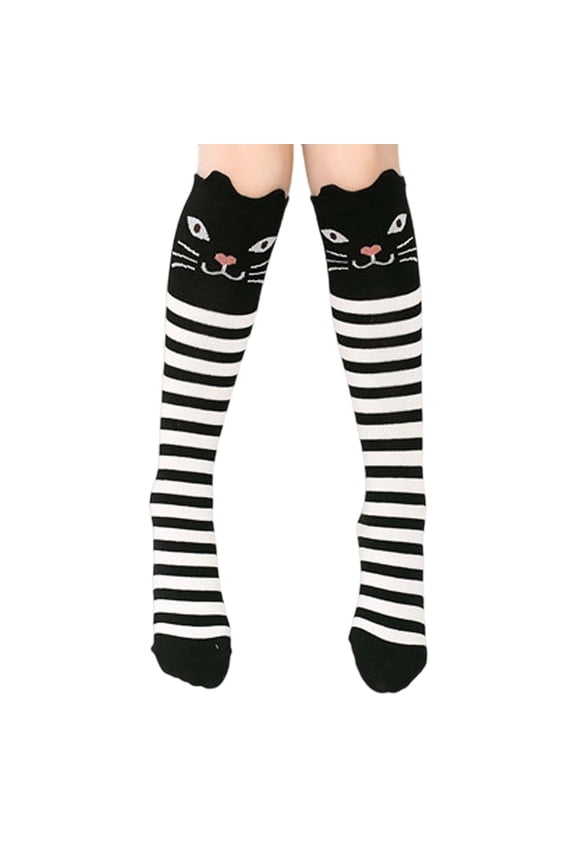 1 Pairs Knee High Socks Gift Long Crazy Silly Tall Funny Boot Cute Animal Fun Socks White