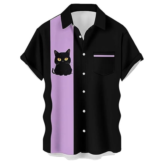 IWRICH 80s 90s Hawaiian Plus Size Shirts for Men Vintage Button down Short Sleeve Shirt Party Disco Beach Outfit 02-Dark Purple XXXXXL