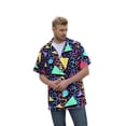 thumbnail image 1 of IWRICH 80s 90s Outfit for Men Short Sleeve Button down Hawaiian Shirt Funny Retro Beach Shirts Blue XL, 1 of 5
