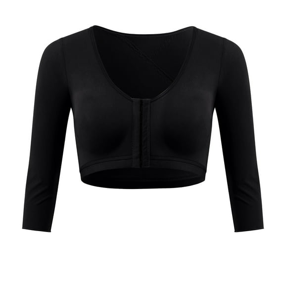 IWRICH Arm Shaper for Women Post Surgery Arm Lipo Compression Sleeves Front Closure Shapewear Bra Posture Corrector Black M