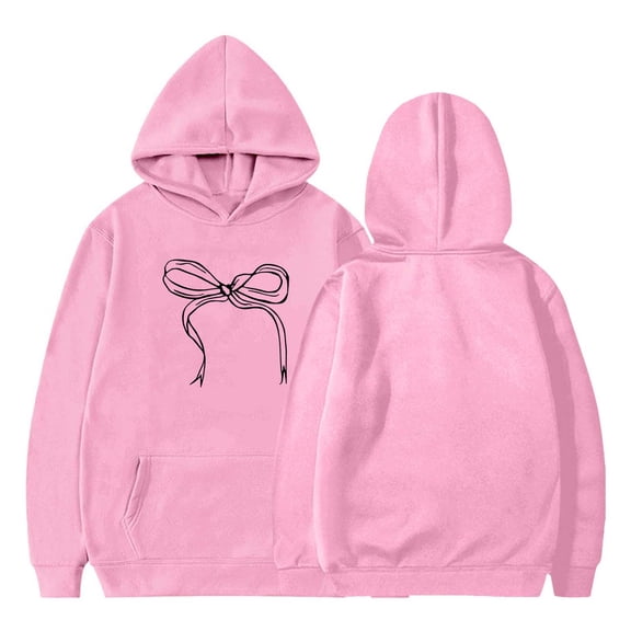 IWRICH Bow Cute Hoodie for Girls Graphic Preppy Trendy Hooded Sweatshirt Print Casual Pullover Tops Pink 150