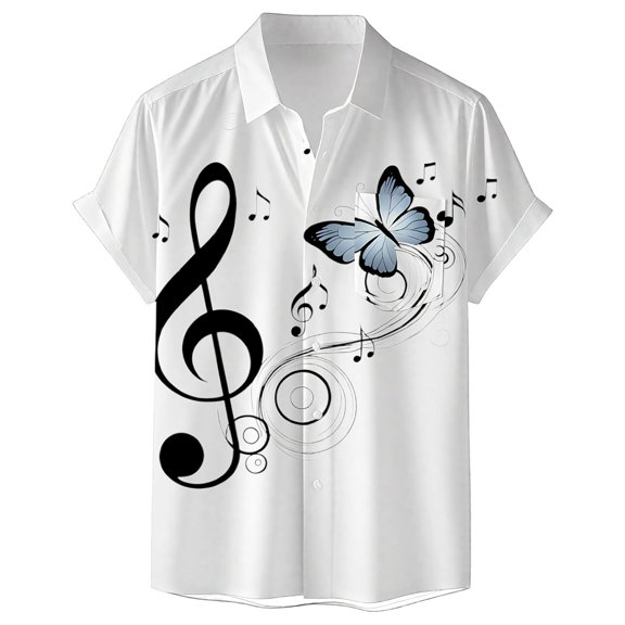 IWRICH Bowling Shirts for Men Print Short Sleeve Regular Fit Hawaiian Casual Button down Beach Shirts 01-White M