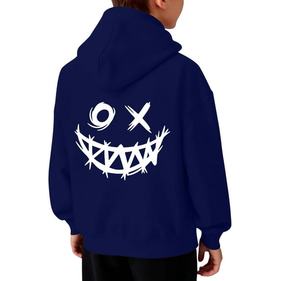 IWRICH Boy's Hoodies Long Sleeve Letter Graphic Hoodies Sweatshirts Pullover Cute Clothes,Size 2-14 Years Navy 100