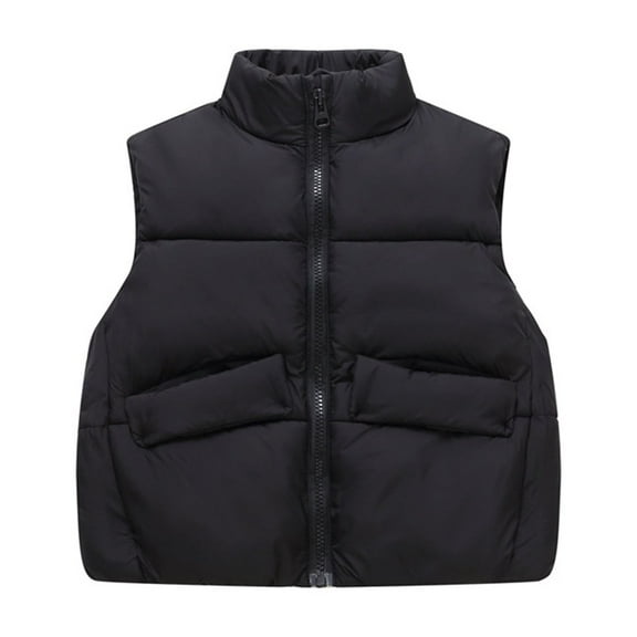 IWRICH Boys Girls Winter Vest Sleeveless Quilted Puffer Jacket Coat Warm Padded Outerwear Black 110