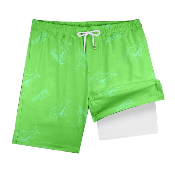 IWRICH Boys Swim Trunks Compression Liner Swim Shorts Quick Dry Bathing Suit with Boxer Brief Swimwear,Size 5-16 Years Green 140