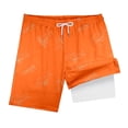 thumbnail image 1 of IWRICH Boys Swim Trunks Compression Liner Swim Shorts Quick Dry Bathing Suit with Boxer Brief Swimwear,Size 5-16 Years Orange 140, 1 of 3