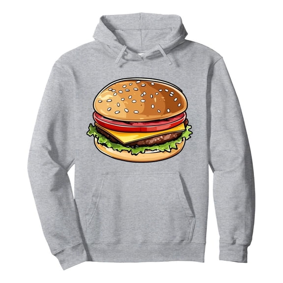 IWRICH Burger Mess Pullover Hoodie for Men and Women Casual Funny Hooded Sweatshirts Long Sleeve Fall Pullover Tops Hot Pink 140