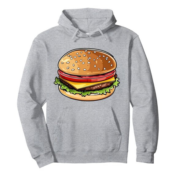 IWRICH Burger Mess Pullover Hoodie for Men and Women Casual Funny Hooded Sweatshirts Long Sleeve Fall Pullover Tops Hot Pink 150