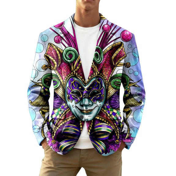 IWRICH Carnival Glitter Sequin Corduroy Blazer for Men Notched Lapel Suit Jacket Casual Business Jackets Slim Fit Plus Size Coats for Festive Party 26-Light Blue XXXL