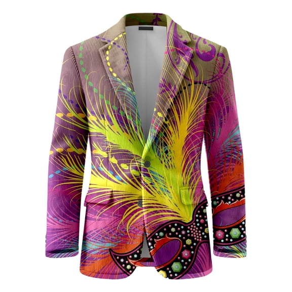 IWRICH Carnival Glitter Sequin Corduroy Blazer for Men Notched Lapel Suit Jacket Casual Business Jackets Slim Fit Plus Size Coats for Festive Party 37-Light Gray XL