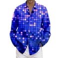 thumbnail image 1 of IWRICH Carnival Shirts for Men Big and Tall Relax Fit Long Sleeve Lapel Button down Dressy Casual Shirts Disco Party Night Outing Tops 06-Purple XL, 1 of 4