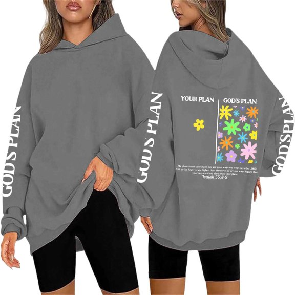 IWRICH Christian Sweatshirts for Women Jesus Faith god Hoodies Religious Graphic Tee Inspirational Pullover Grey S