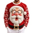 thumbnail image 1 of IWRICH Christmas Oversized Sweatshirts for Men Santa Claus Long Sleeve T Shirts Crewneck Ugly Christmas Pullover Tops 02-Red XXXXXL, 1 of 6