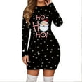 thumbnail image 1 of IWRICH Christmas Plus Size Dresses for Women 2025 Snowman Mini Bodycon Dress Long Sleeve Crewneck Xmas Party Sundress Christmas Clothes Black2 XXXL, 1 of 4