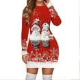 thumbnail image 1 of IWRICH Christmas Plus Size Dresses for Women 2025 Snowman Mini Bodycon Dress Long Sleeve Crewneck Xmas Party Sundress Christmas Clothes Red1 XXXL, 1 of 4