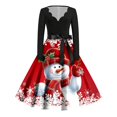 thumbnail image 1 of IWRICH Christmas Vneck Dresses for Women Plus Size Long Sleeve Xmas Party Dress Winter Snowman Dresses with Belt Red XL, 1 of 5