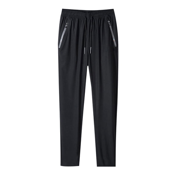 IWRICH Comfy Fit Stretch Active Pants for Men Breathable Travel Hiking Lightweight Pants with Zipper Pockets Black XL