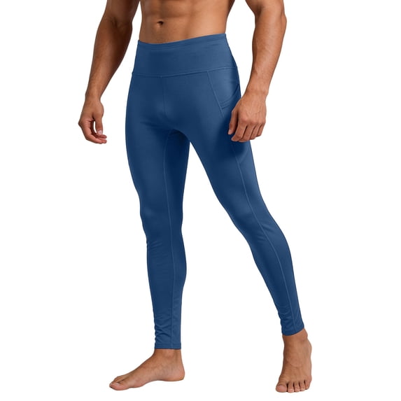 IWRICH Compression Pants for Men Leggings Sports Gym Cool Athletic Tights Base Layer for Running Football Basketball Yoga Blue M