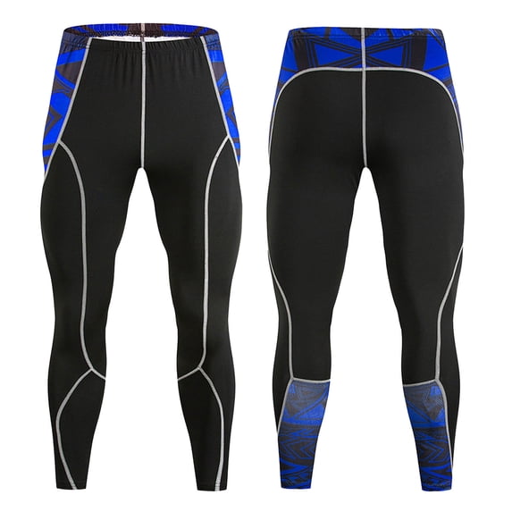 IWRICH Compression Pants for Men Running Tights Gym Yoga Leggings for Athletic Workout Blue S
