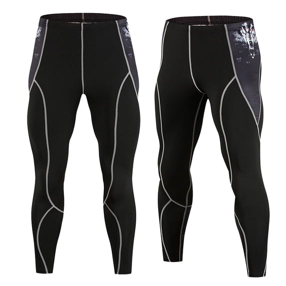 IWRICH Compression Pants for Men Running Tights Gym Yoga Leggings for Athletic Workout Grey XL