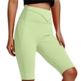 thumbnail image 1 of IWRICH Compression Shorts for Women Seamless Yoga Workout Biker Capris Summer Running Active Knee Length Pants Light Green M, 1 of 3