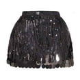 thumbnail image 1 of IWRICH Dance Hip Scarf Sequin Tassel Skirt Wrap Sparkly Rave Mini Skirts for Women Black One Size, 1 of 4