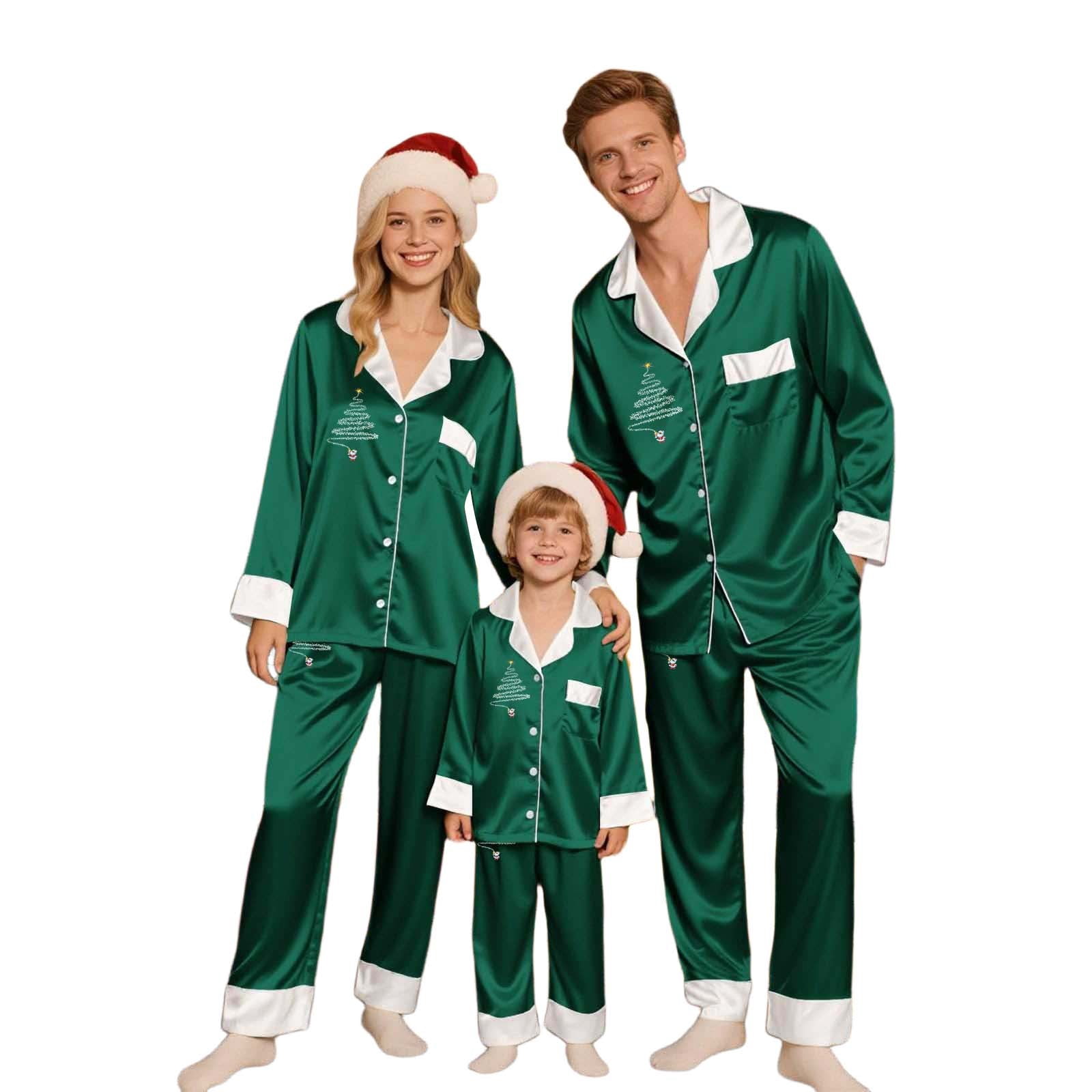 IWRICH Family Christmas Pajamas Matching Sets 2025 Satin Long Sleeve ...
