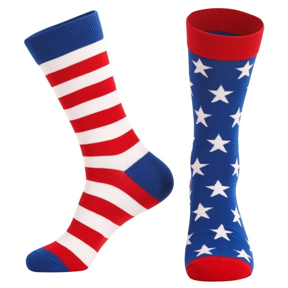 IWRICH Flag Socks for Men or Women Middle Socks Star Printed Soft Comfy Socks Blue
