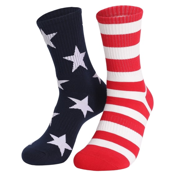 IWRICH Flag Socks for Men or Women Middle Socks Star Printed Soft Comfy Socks Navy