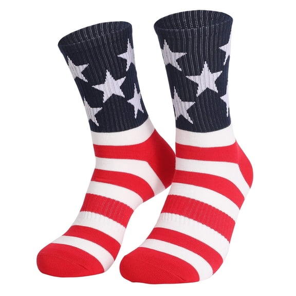 IWRICH Flag Socks for Men or Women Middle Socks Star Printed Soft Comfy Socks Red