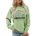 thumbnail image 1 of IWRICH Flower Sweatshirt Women's 80s Fashion Floral Printed Long Sleeves Sweatshirt Pullovers Tops Light Green L, 1 of 3