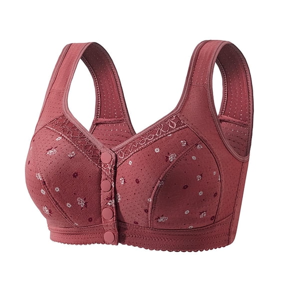 IWRICH Front Closure Bras for Seniors Women Snap Soft Wireless Bra Plus Size Full Coverage Breathable Bralettes 5XL