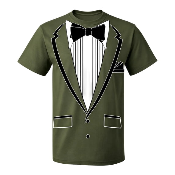 IWRICH Funny Tuxedo Graphic T-Shirt for Men Novelty Short Sleeve Crewneck Tops Summer Classic Tees Army Green S