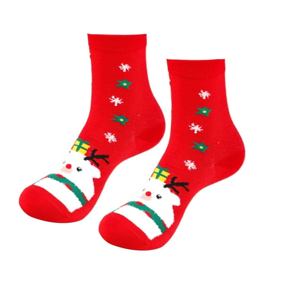 IWRICH Funny Winter Socks Christmas Xmas Santa Crew Socks for Unisex Adult Novelty Gifts Red