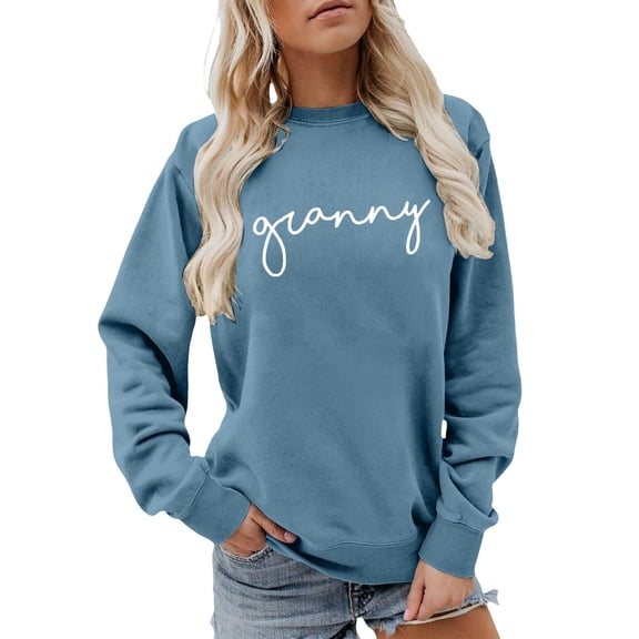 IWRICH Gammy Sweatshirts for Women Name Funny Grandma Pullovers Tops Personalized Gammy Grandma Shirt Gift Blue M