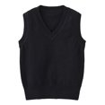 thumbnail image 1 of IWRICH Girls Boys Sweater Vest Classic V-Neck Pullover Knitwear Tops Soft Cotton Sleeveless Knitted Sweaters,Size 2-14 Years Black 150, 1 of 6