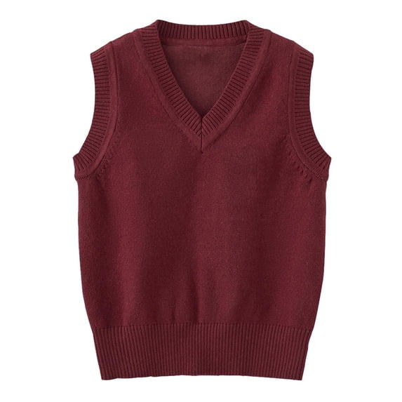 IWRICH Girls Boys Sweater Vest Classic V-Neck Pullover Knitwear Tops Soft Cotton Sleeveless Knitted Sweaters,Size 2-14 Years 180