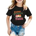 thumbnail image 1 of IWRICH Girls Cutest Pumpkins in the Patch T-Shirt Halloween Short Sleeve Crew Neck Tees,Size 2-13 Years Black 120, 1 of 4