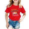 thumbnail image 1 of IWRICH Girls Cutest Pumpkins in the Patch T-Shirt Halloween Short Sleeve Crew Neck Tees,Size 2-13 Years Red 100, 1 of 4