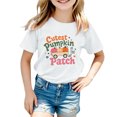 thumbnail image 1 of IWRICH Girls Cutest Pumpkins in the Patch T-Shirt Halloween Short Sleeve Crew Neck Tees,Size 2-13 Years White 160, 1 of 4